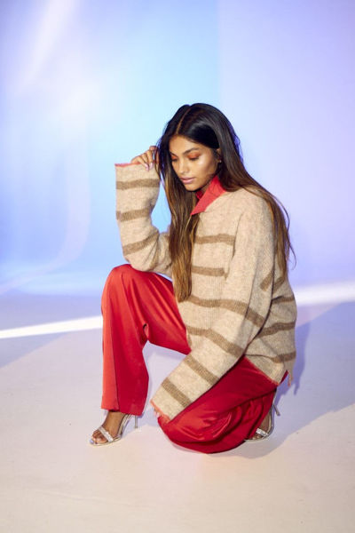 CO'COUTURE STRIK COZY STRIPE TURTLENECK