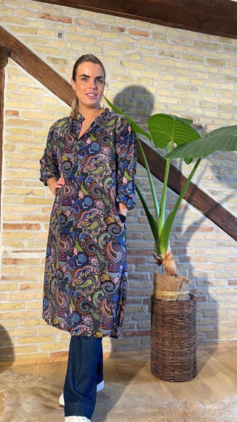 BLACK COLOUR KJOLE LUNA EA TUNIC JUNGLE BLUE