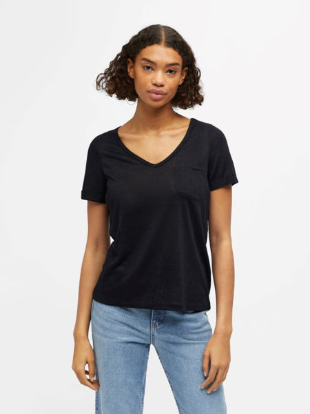 OBJECT T-SHIRT OBJTESSI SLUB BLACK