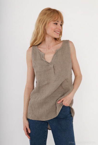 BP LINEN TOP TAUPE
