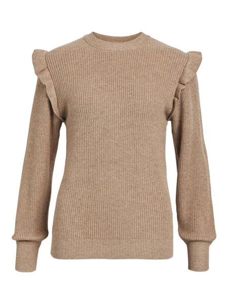 OBJMALENA RUFFLE PULLOVER FOSSIL