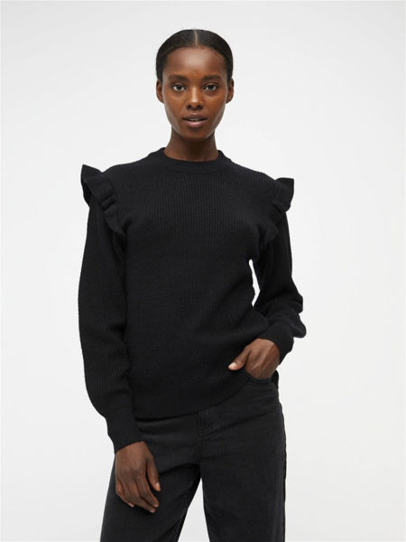 OBJMALENA RUFFLE PULLOVER Black