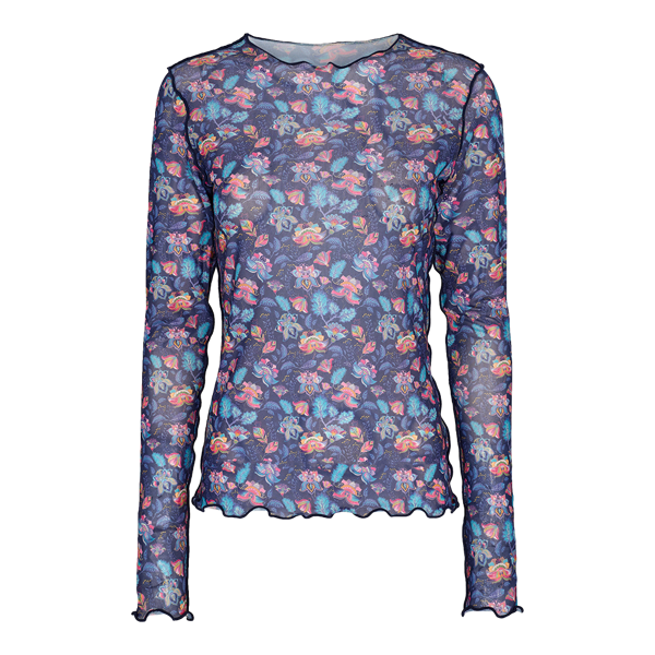 LIBERTE MESH BLUSE BLUE ORANGE PAISLEY