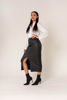 BP LONG DENIM SLIT SKIRT COATED