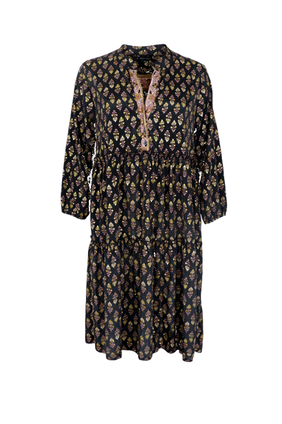 BCLUNA SH BOHO DRESS BLACK PINE