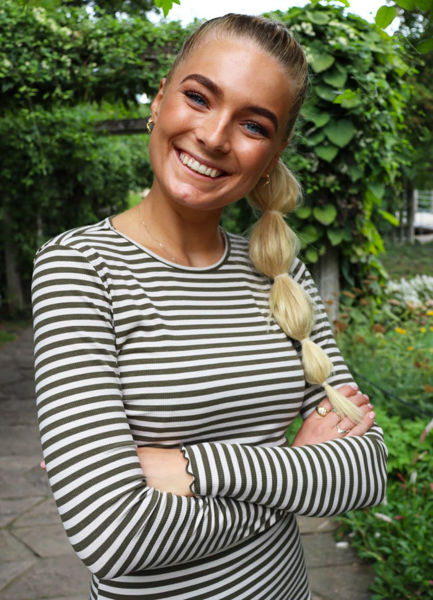 LIBERTE BLUSE ROUND NECK ARMY OFFWHITE STRIPE