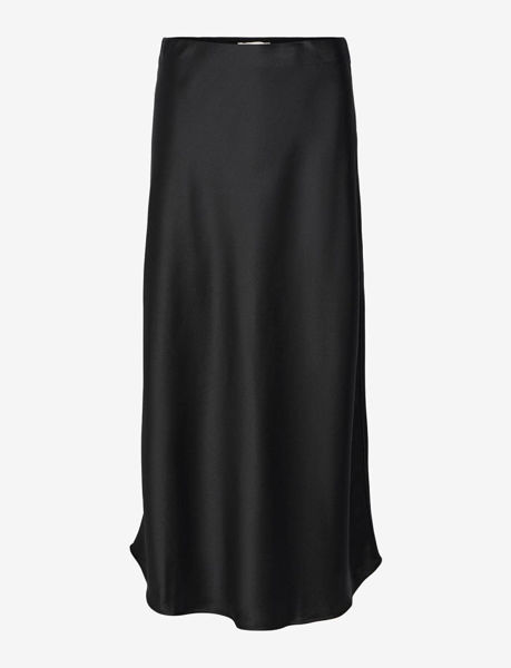 OBJSATEEN MIDI SKIRT BLACK