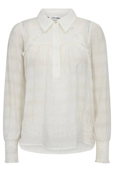 CO'COUTURE BLUSE STRUCTURE LINE FRILL WHITE