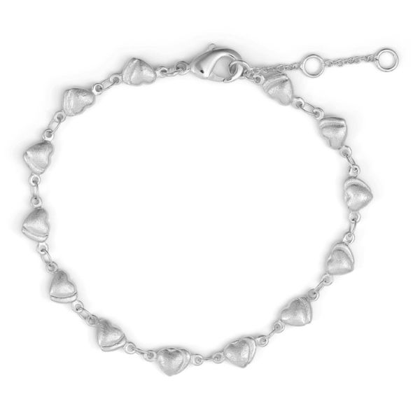 PURE BY NAT HJERTE ARMBÅND 17 CM SØLV