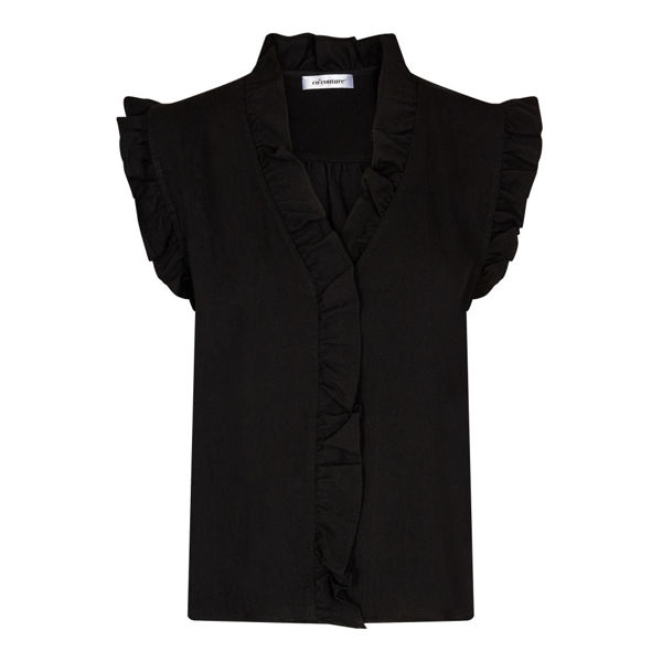 CO'COUTURE TOP SUEDA FRILL BLACK