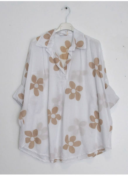 FLOWER SHIRT HVID