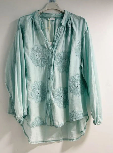 BY PARIS BLUSE BLOMST MINT