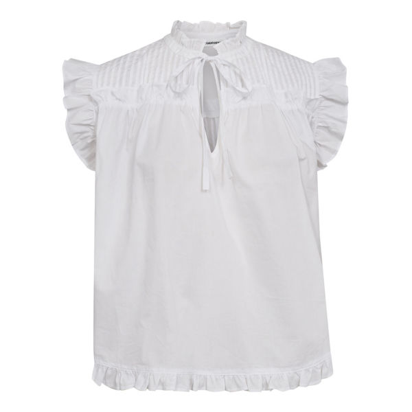 CO'COUTURE TOP PRIMA FRILL TIE WHITE