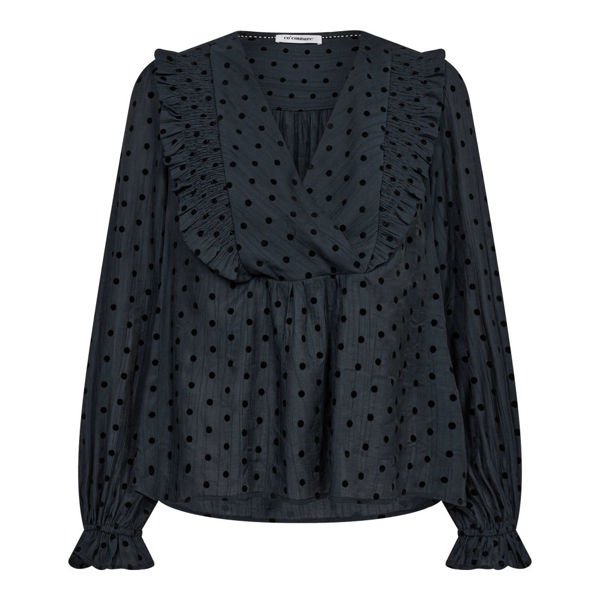 CO'COUTURE SKJORTE DOT FRILL SMOCK NAVY