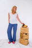 BLACK COLOUR BUKSER MELINA LINEN BLUE