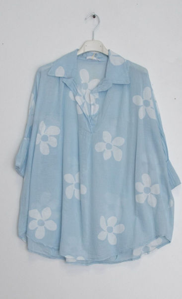 FLOWER SHIRT LIGHT BLUE