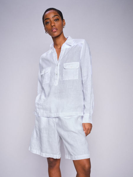 MM BLUSE ENNA LINEN POCKET WHITE