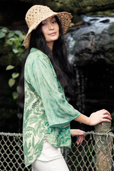 BC BLUSE LUNA FLARED GREEN MIX