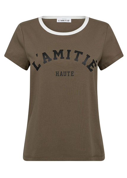 HL NECKLINE LOGO TEE WALNUT