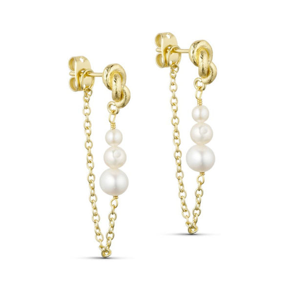 ANAIS CHAIN EARRINGS WHITE PEARLS
