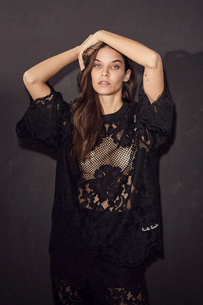 HLCurvey Lace Hem Tee BLACK