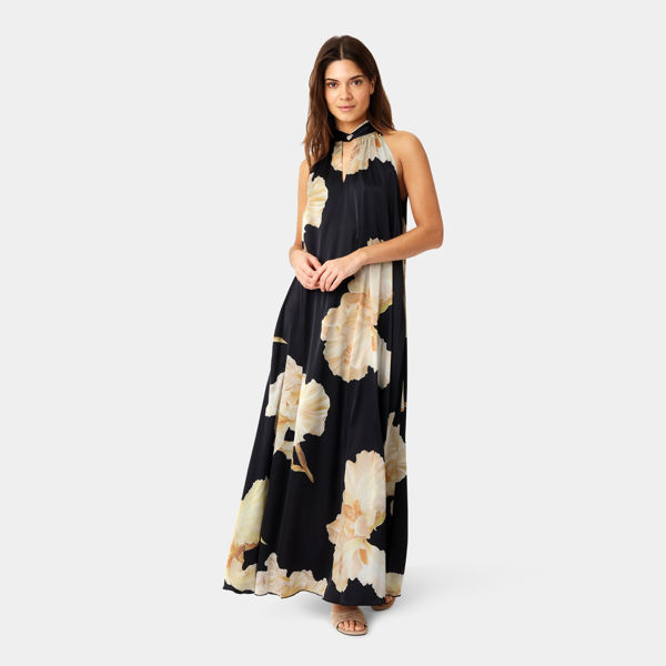 KARMAMIA HEATHER DRESS - GOLD MAXI FLOWER