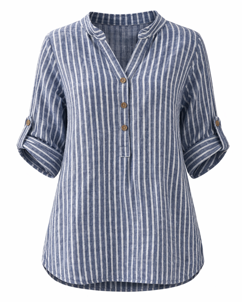 BP-STRIPE SHIRT JEANS BLUE