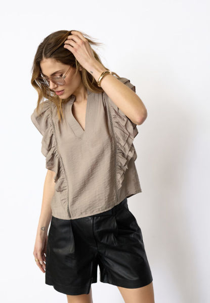 CCCallum  Lace Frill V-Top TAUPE