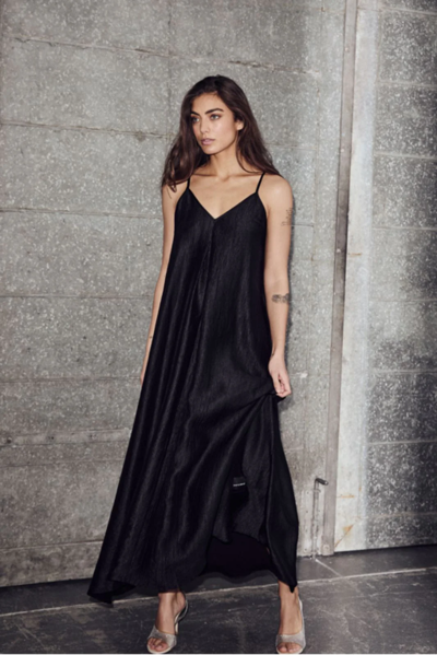 HL  Corsica Pleat Strap Dress  BLACK