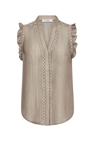 CC-Reggie Frill Top TAUPE