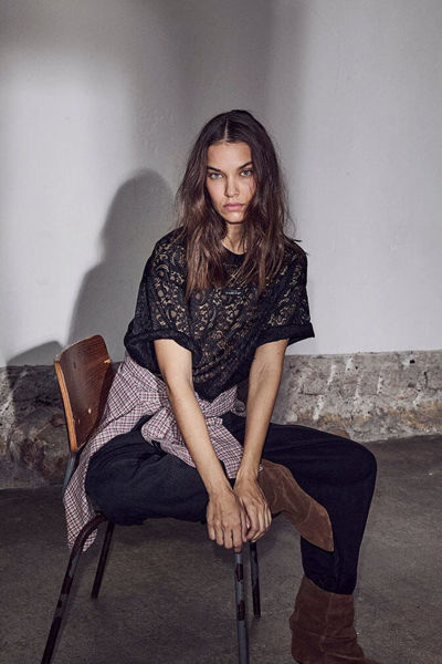 HL-Summer Lace Loose Tee BLACK