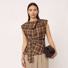 CCDagny Check Pleat Top BROWN