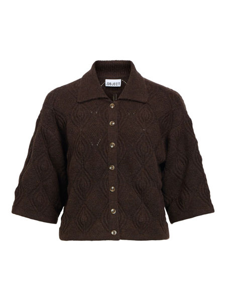 OBJKAISA FLORA KNIT CARDIGAN  BROWN